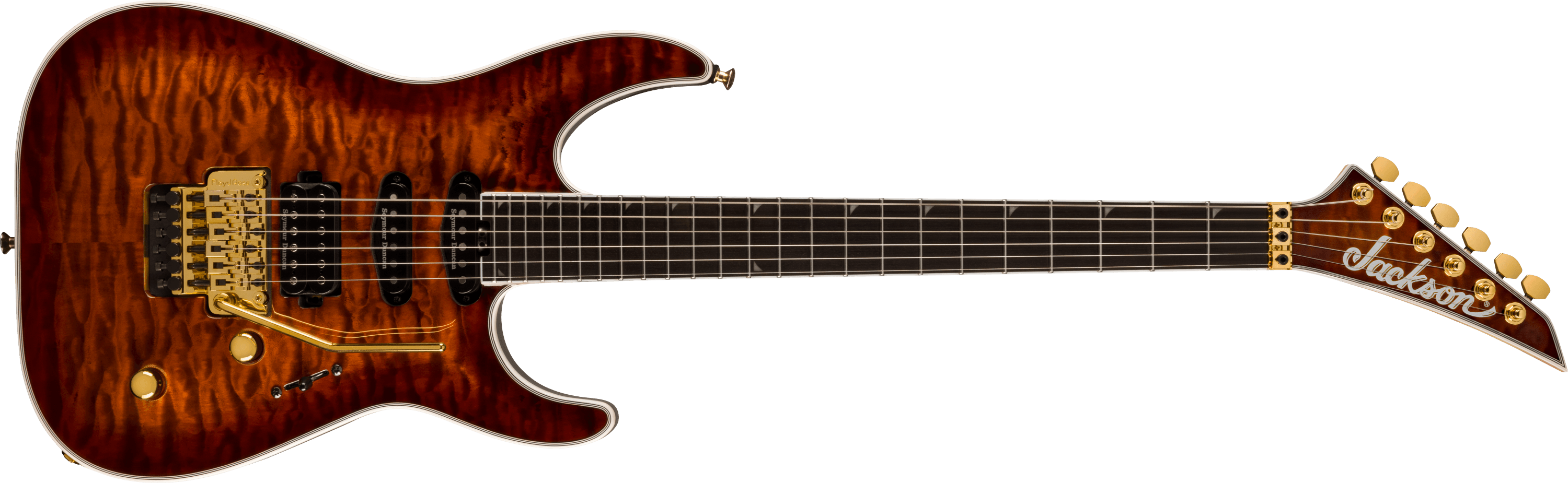 jackson-pro-plus-soloist-sla3q-guitare-amber-tiger-eye-housse image 1