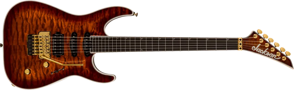 jackson-pro-plus-soloist-sla3q-guitare-amber-tiger-eye-housse image 1