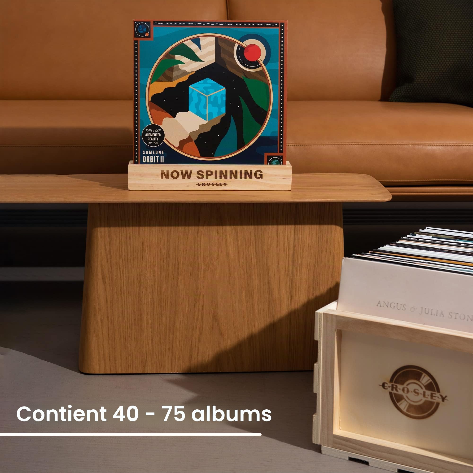 crosley-storage-crate-caisse-vinyle-bois-naturel-75-albums image 2