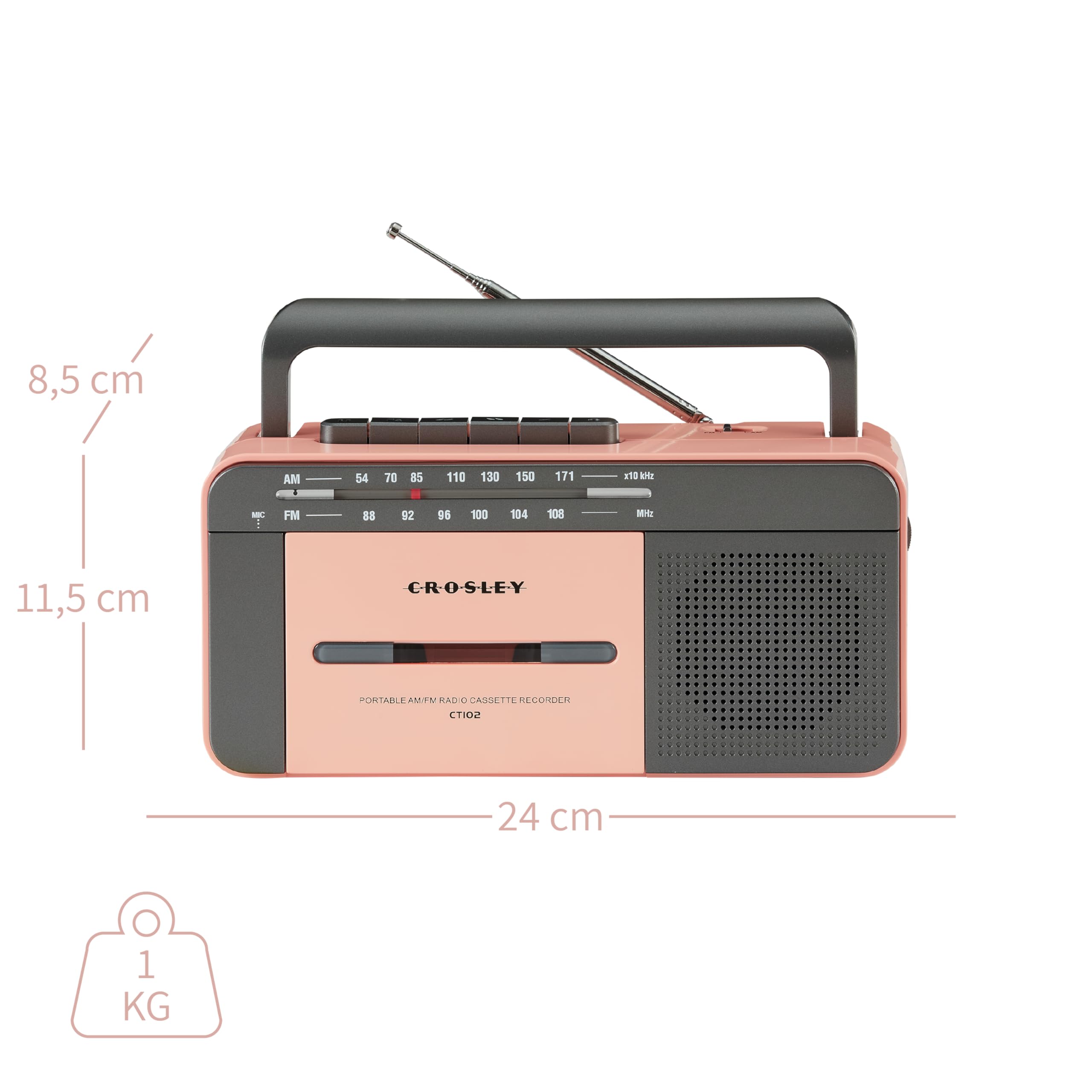 crosley-cassette-player-lecteur-cassette-bluetooth-rose-gold image 3