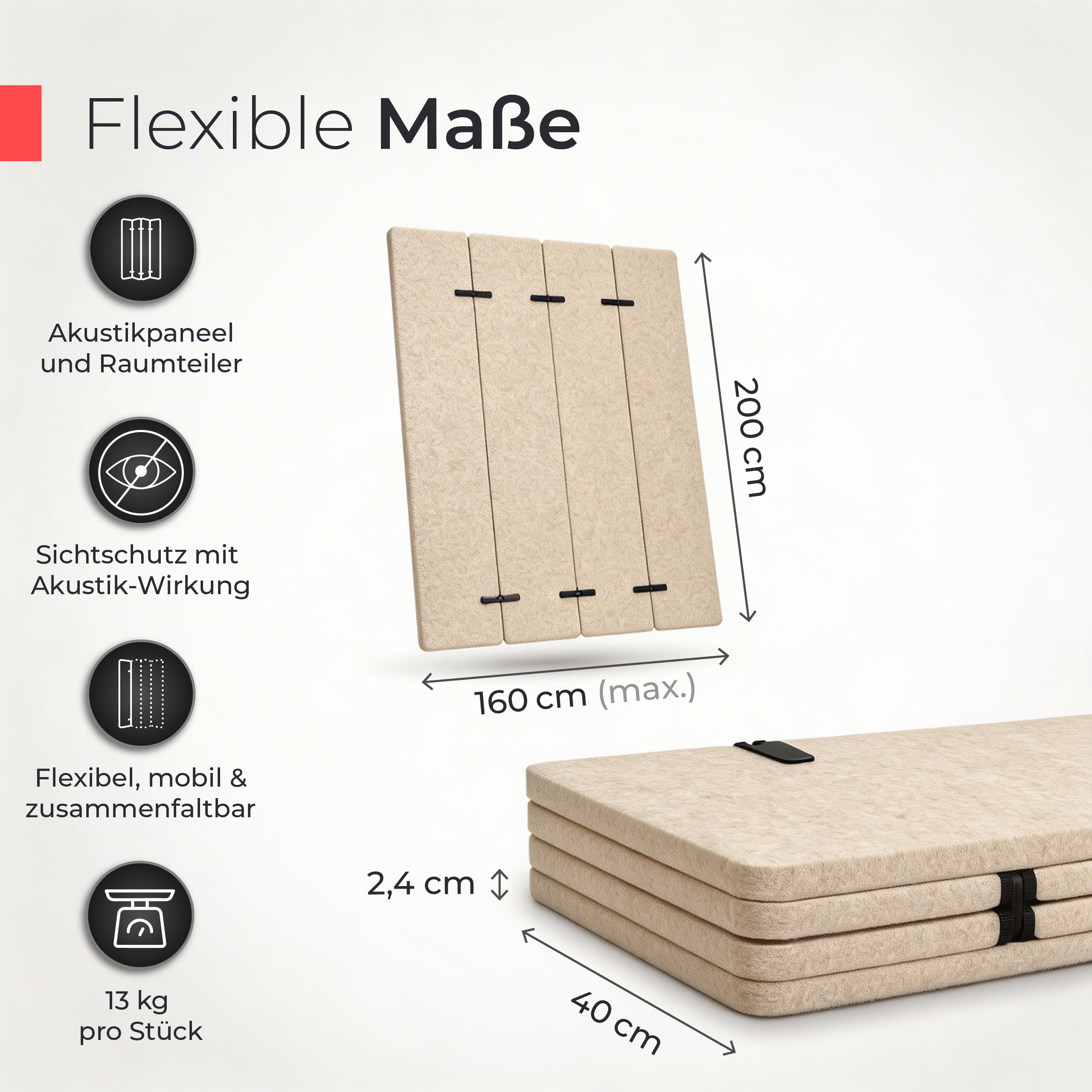 aeco-paravent-acoustique-pliable-beige-200x160-cm-4-panneaux image 3