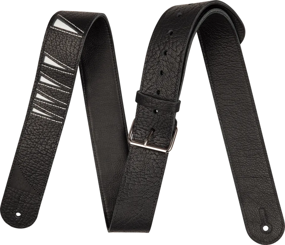 jackson-straps-shark-fin-sangle-guitare-cuir-noir-rouge-50-mm image 1