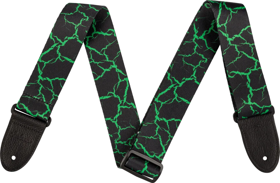 jackson-crackle-sangle-guitare-2-pouces-noir-et-vert-polyester image 1
