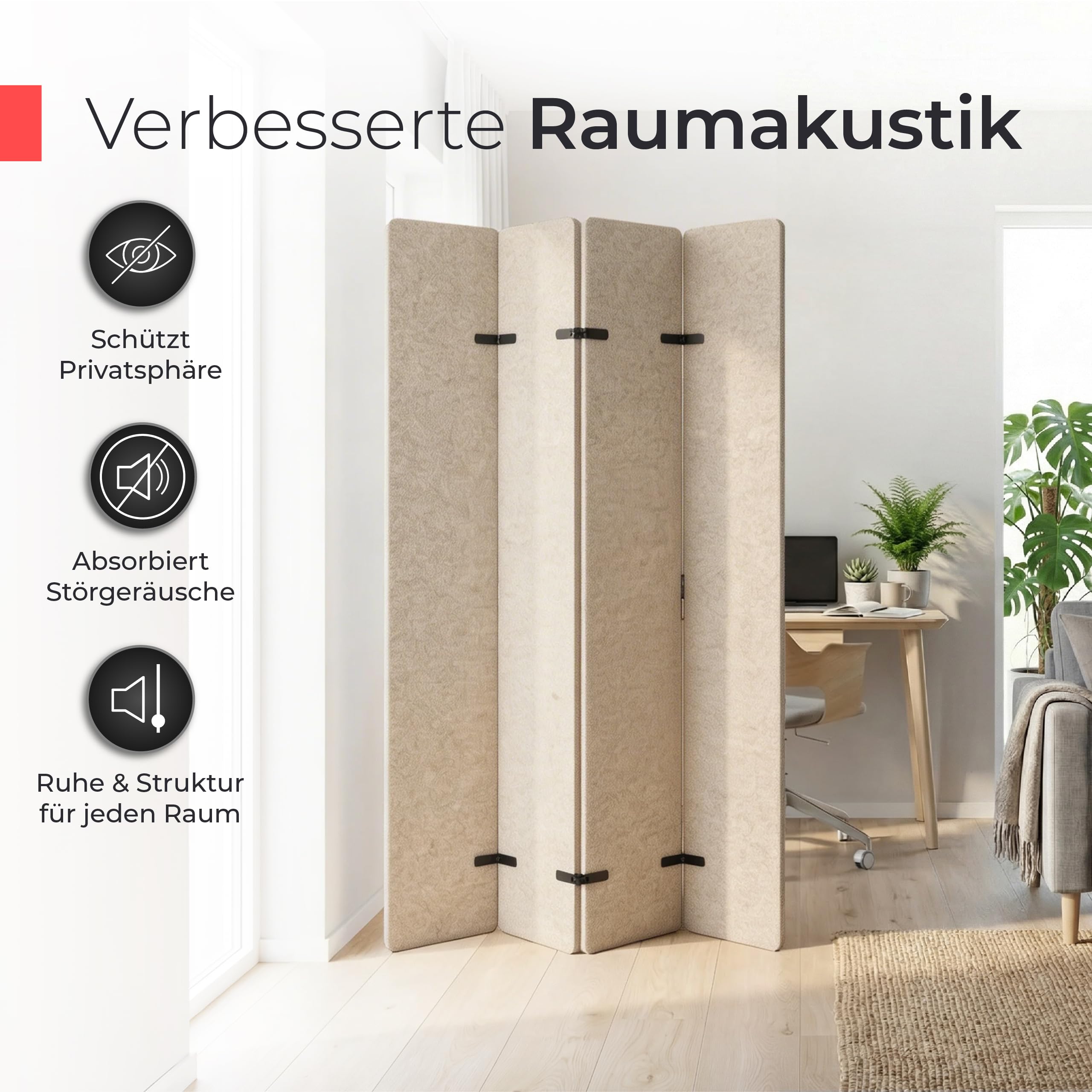 aeco-paravent-acoustique-pliable-beige-200x160-cm-4-panneaux image 6