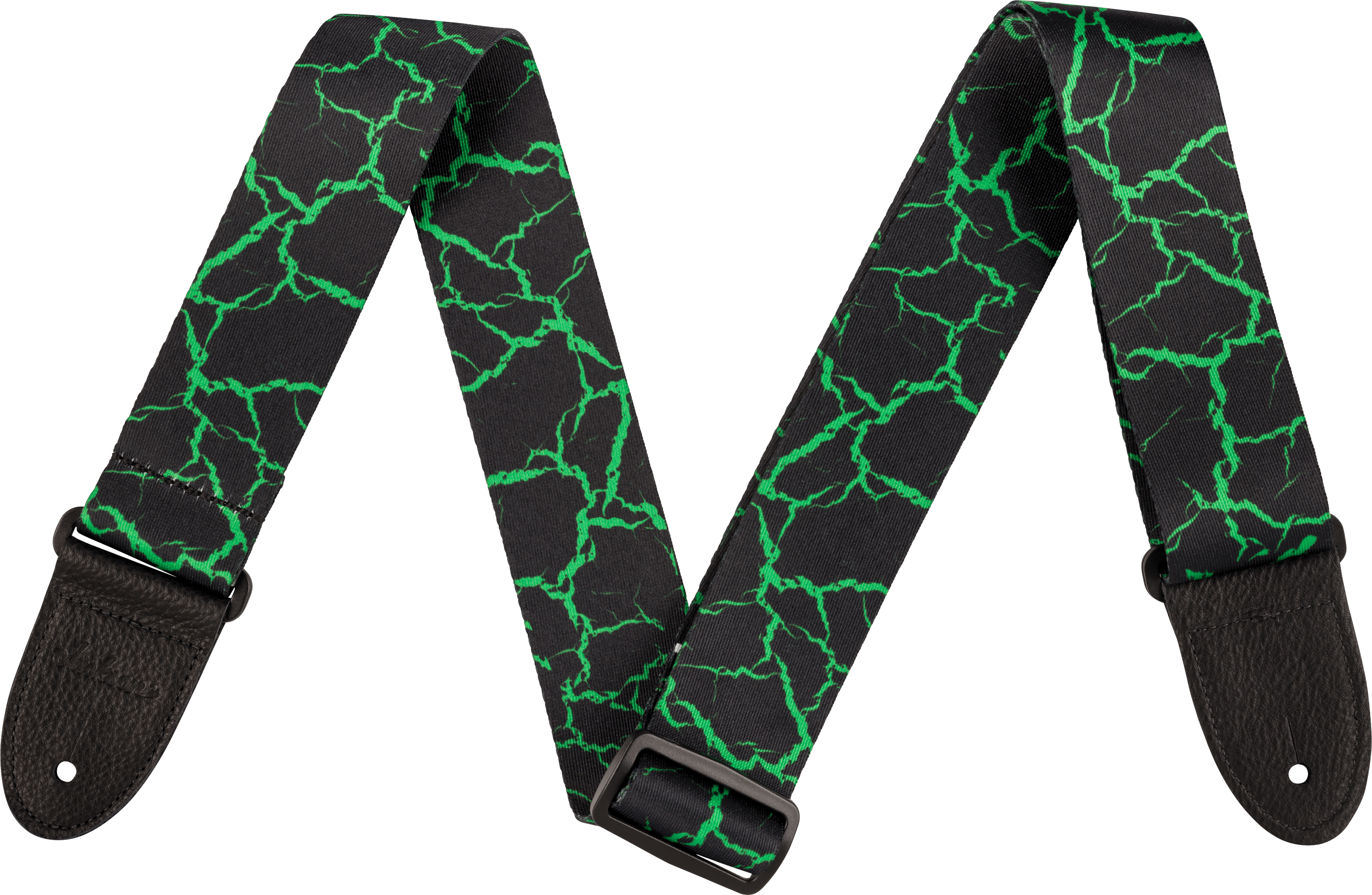 jackson-crackle-sangle-guitare-2-pouces-noir-et-vert-polyester image 1