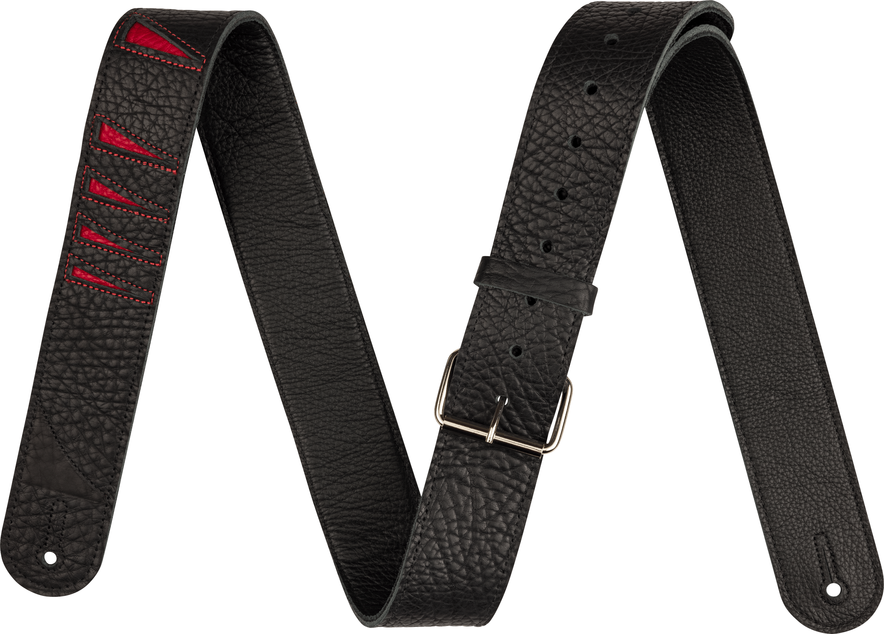 jackson-straps-shark-fin-sangle-guitare-cuir-noir-rouge-50-mm image 3